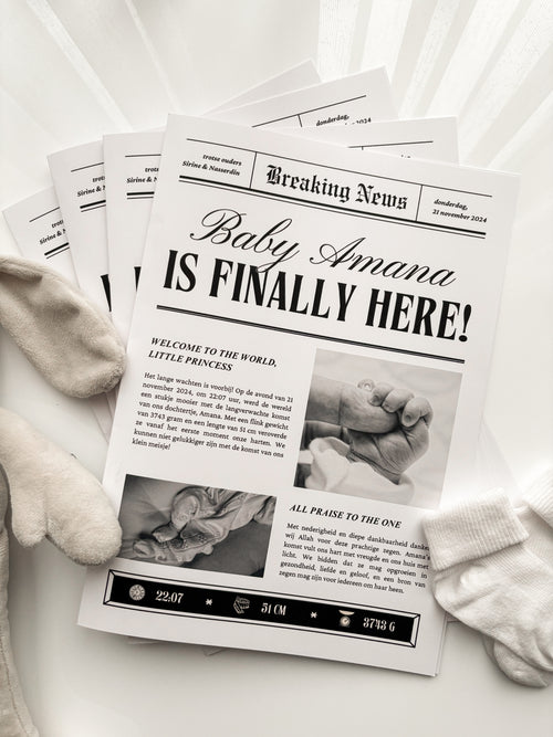 Baby announcement newspaper