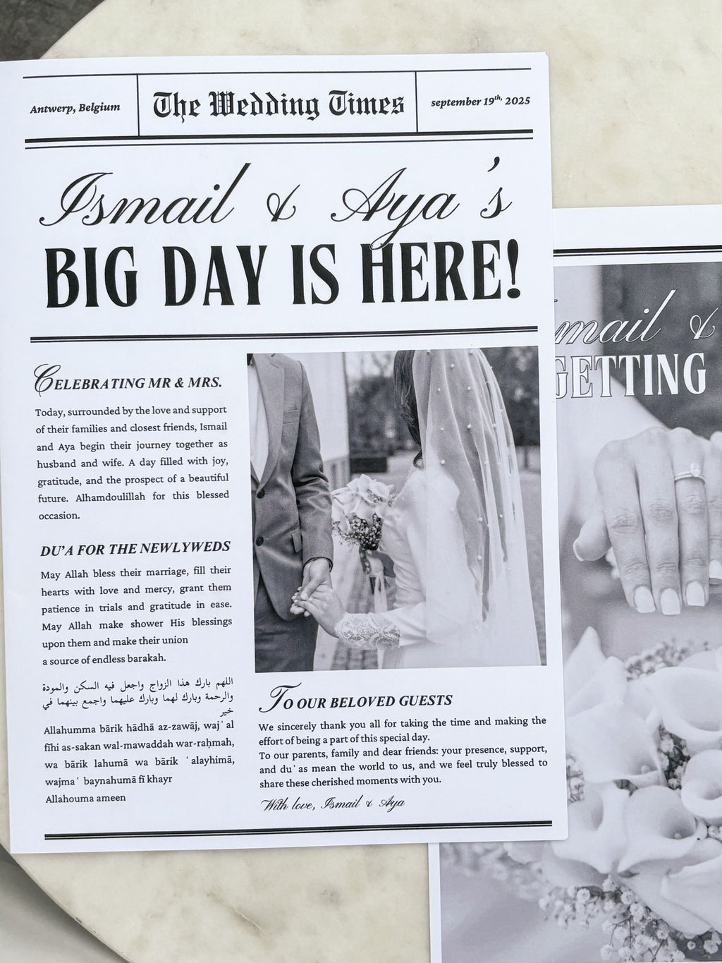 Wedding newspaper