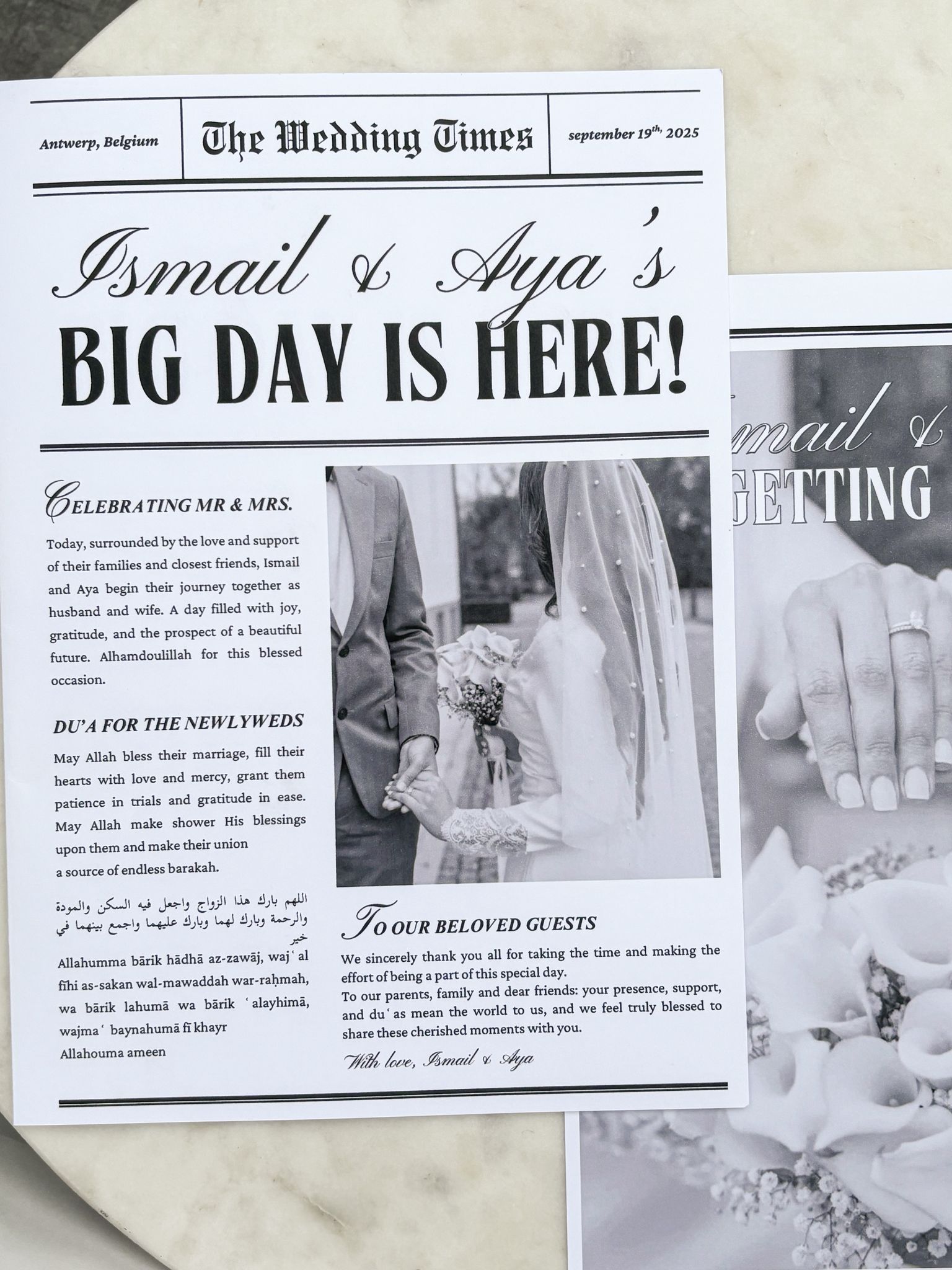 Wedding newspaper