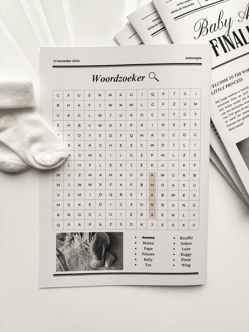 Baby announcement newspaper