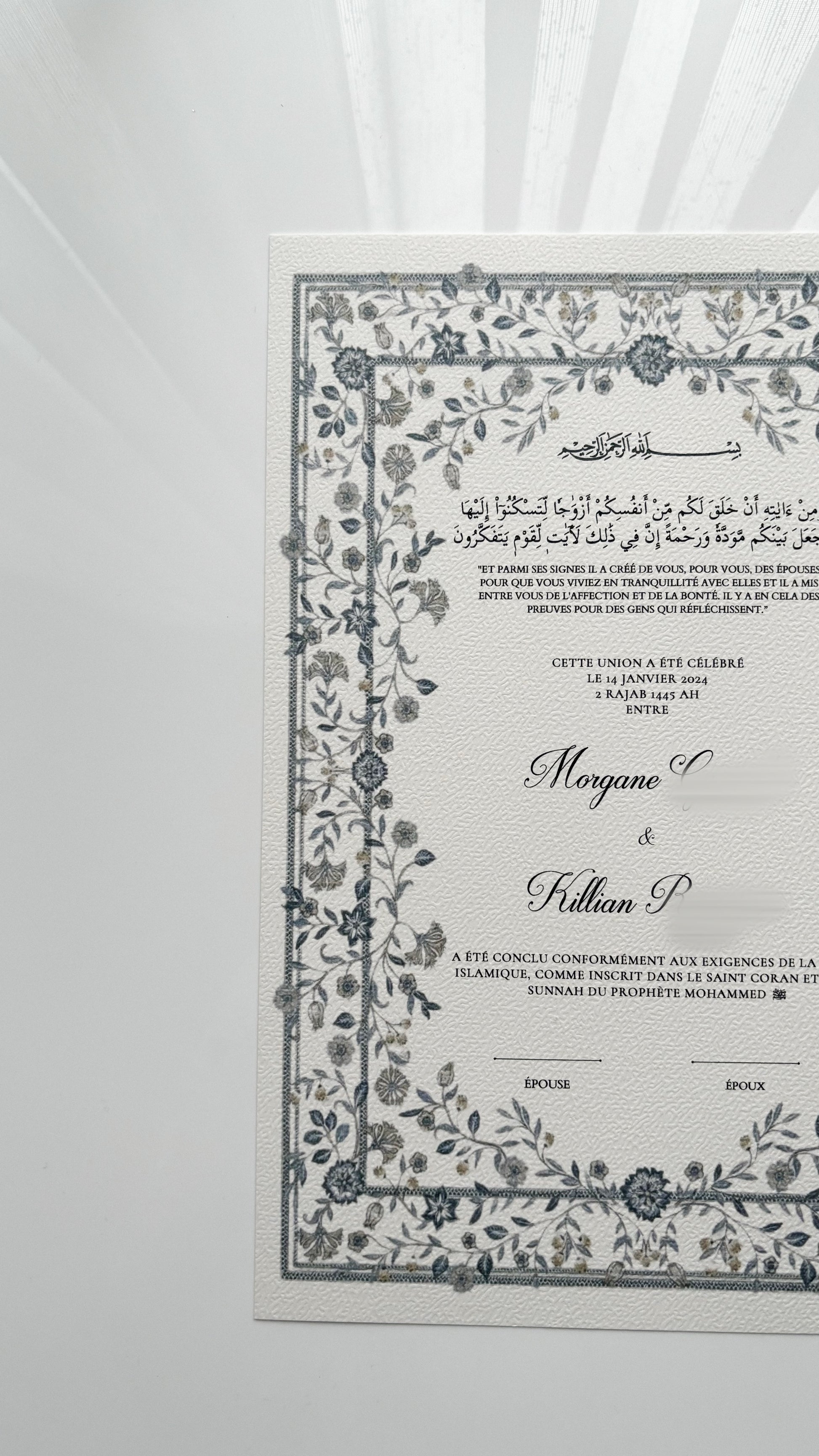 Nikkah-certificaat - Roos