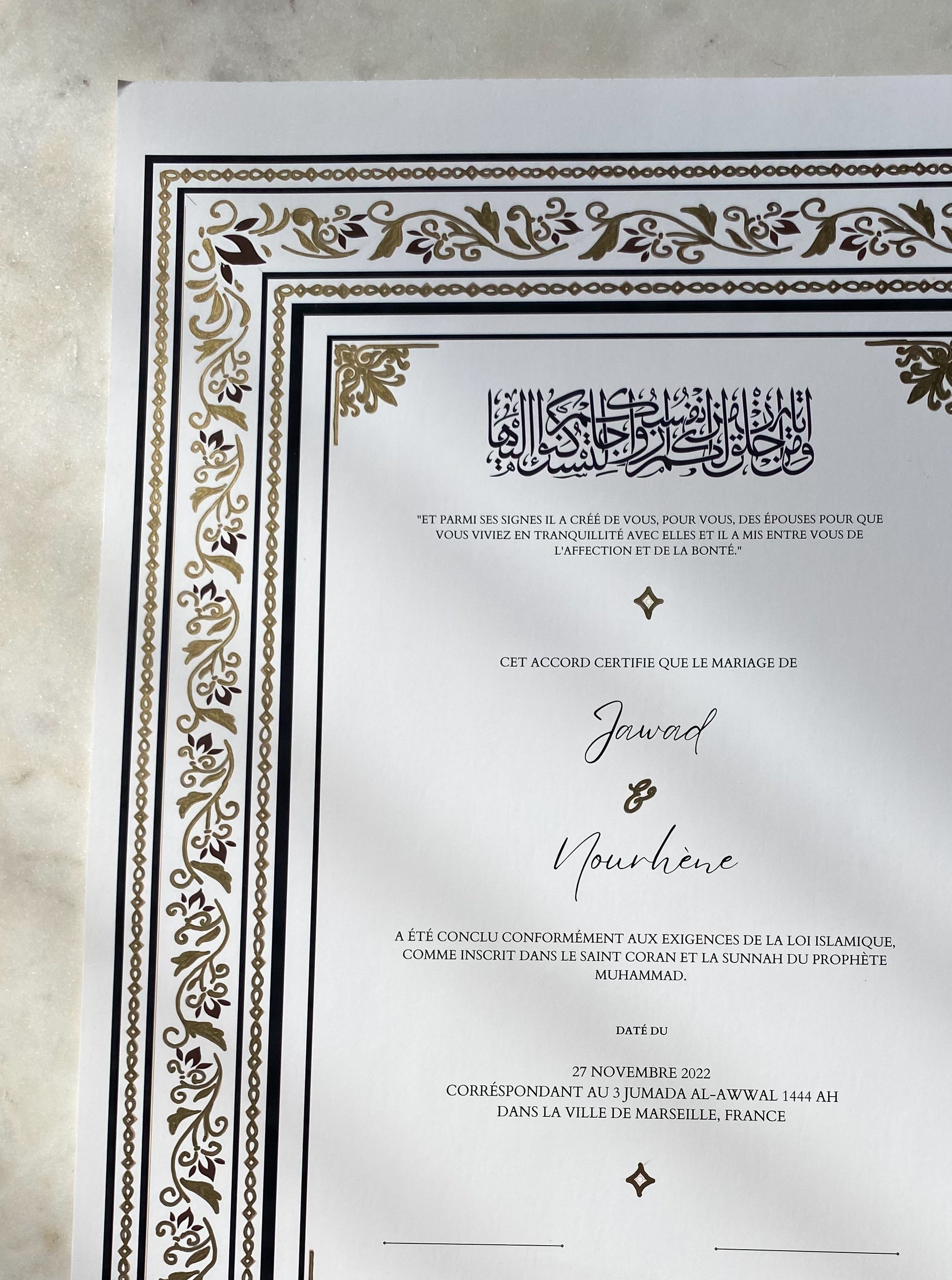 Nikkah certificate - Zaina